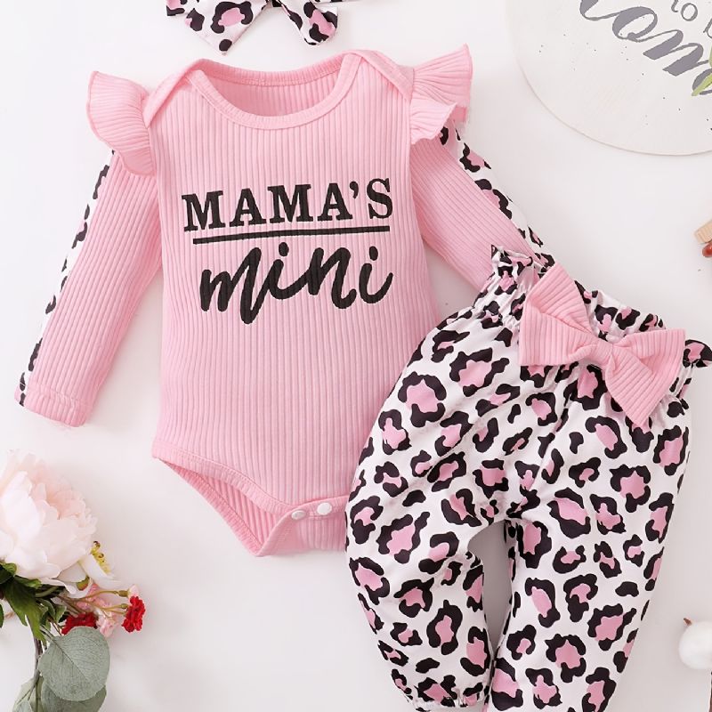 Nyfødte Babypiger Langærmede Bukser Med Pandebånd Pandebøjler Baby Layette Sæt Spædbørn Babytøj Outfit