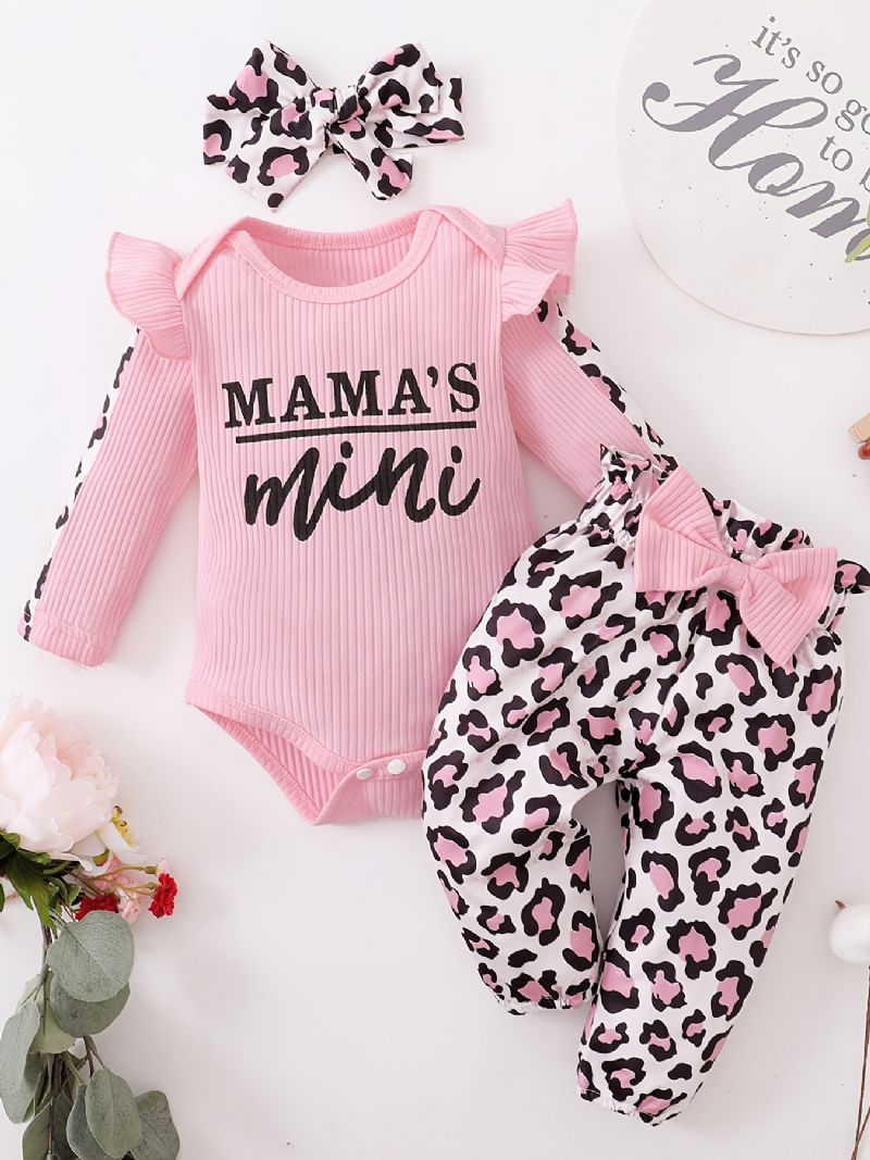 Nyfødte Babypiger Langærmede Bukser Med Pandebånd Pandebøjler Baby Layette Sæt Spædbørn Babytøj Outfit