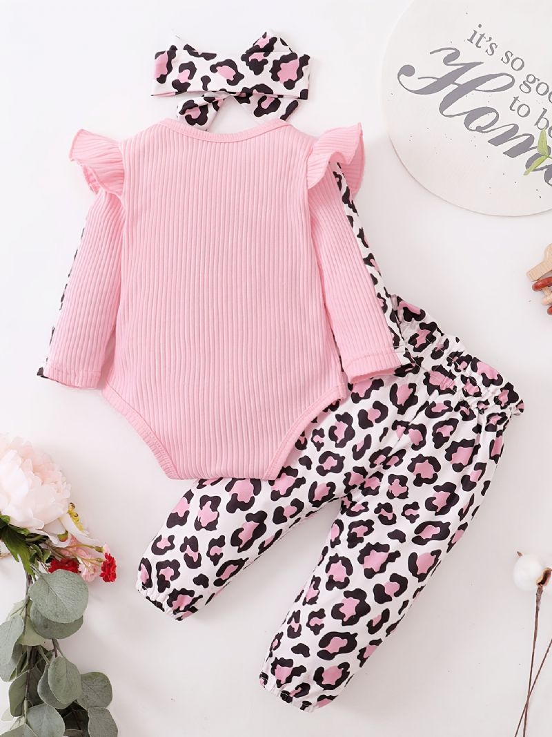 Nyfødte Babypiger Langærmede Bukser Med Pandebånd Pandebøjler Baby Layette Sæt Spædbørn Babytøj Outfit