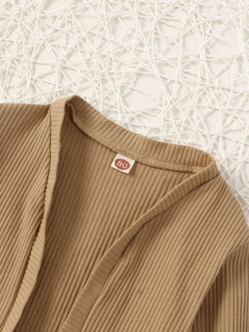 Pige Strip Langærmet Cardigan & Camisole Sæt
