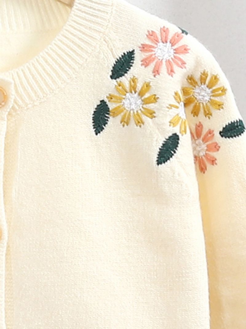Pige Tyk Broderet Sweater Cardigan & Nederdel 2 Stk