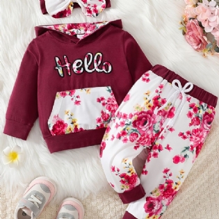 Pigeblomstret Hættetrøje + Bukser + Pandebånd Outfits Tøjsæt