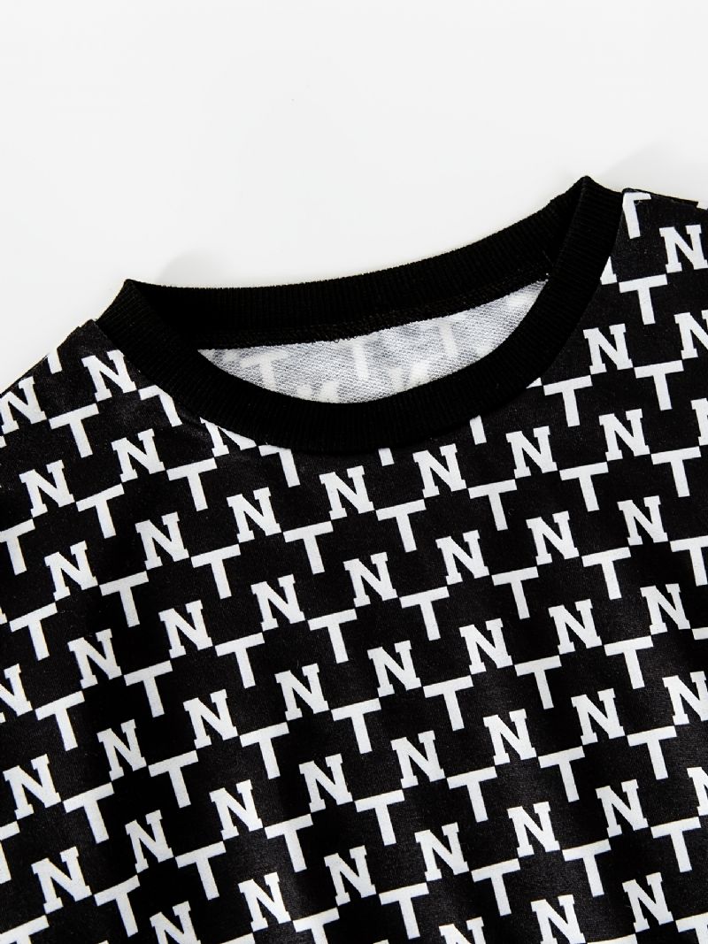 Piger Alfabet Mønster Sweatshirt + Matchende Shorts Sæt Børnetøj