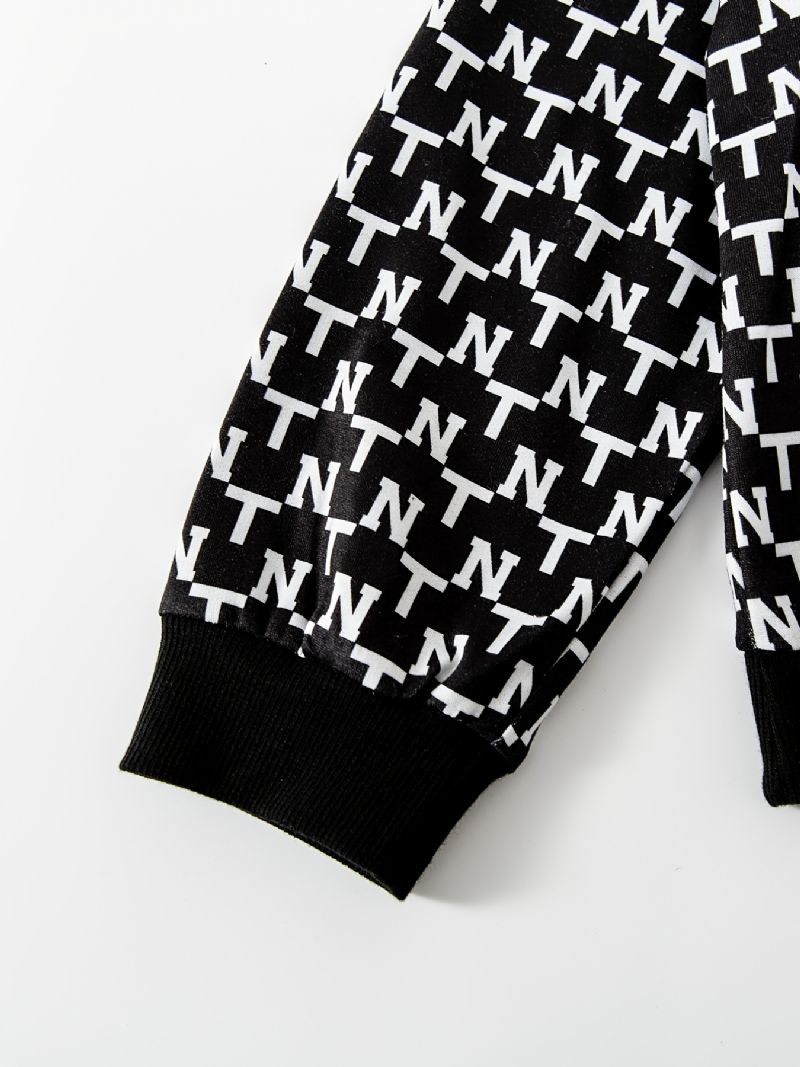 Piger Alfabet Mønster Sweatshirt + Matchende Shorts Sæt Børnetøj
