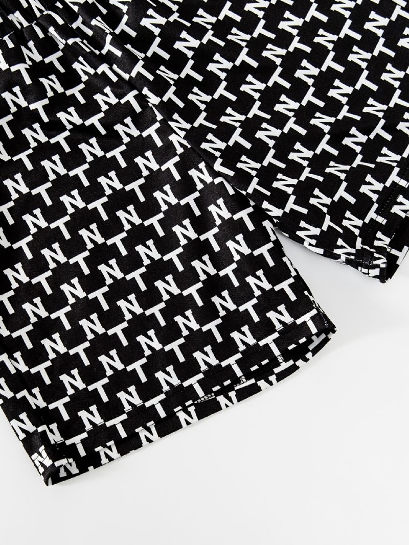 Piger Alfabet Mønster Sweatshirt + Matchende Shorts Sæt Børnetøj