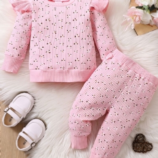 Piger Blomster Flæse Pullover Sweatshirt + Bukser Sæt Outfit Babytøj