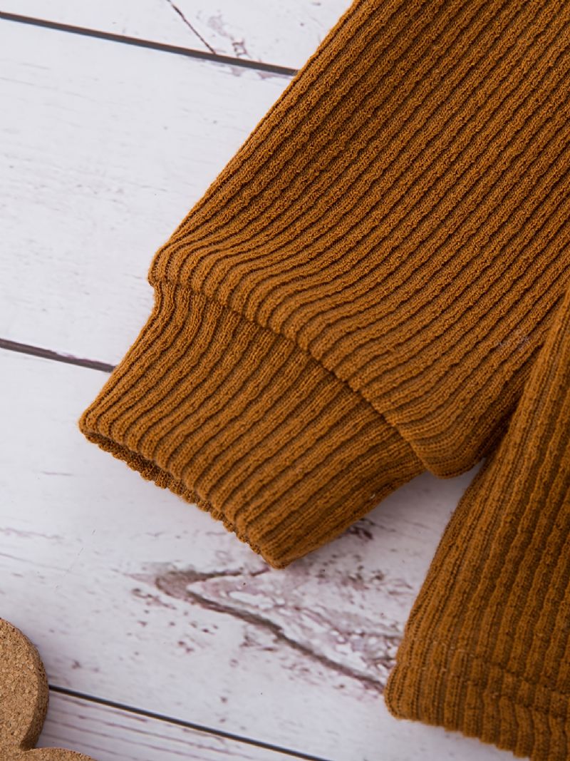 Piger Brev Broderet Corduroy Langærmet Top + Bukser Sæt Børnetøj Til Foråret Efterår