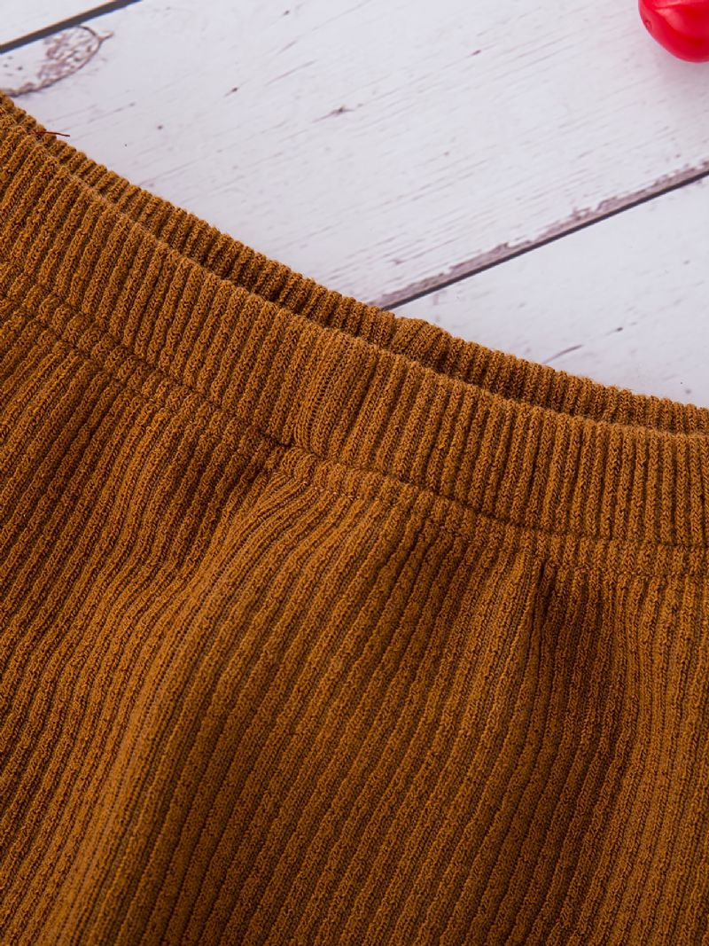 Piger Brev Broderet Corduroy Langærmet Top + Bukser Sæt Børnetøj Til Foråret Efterår