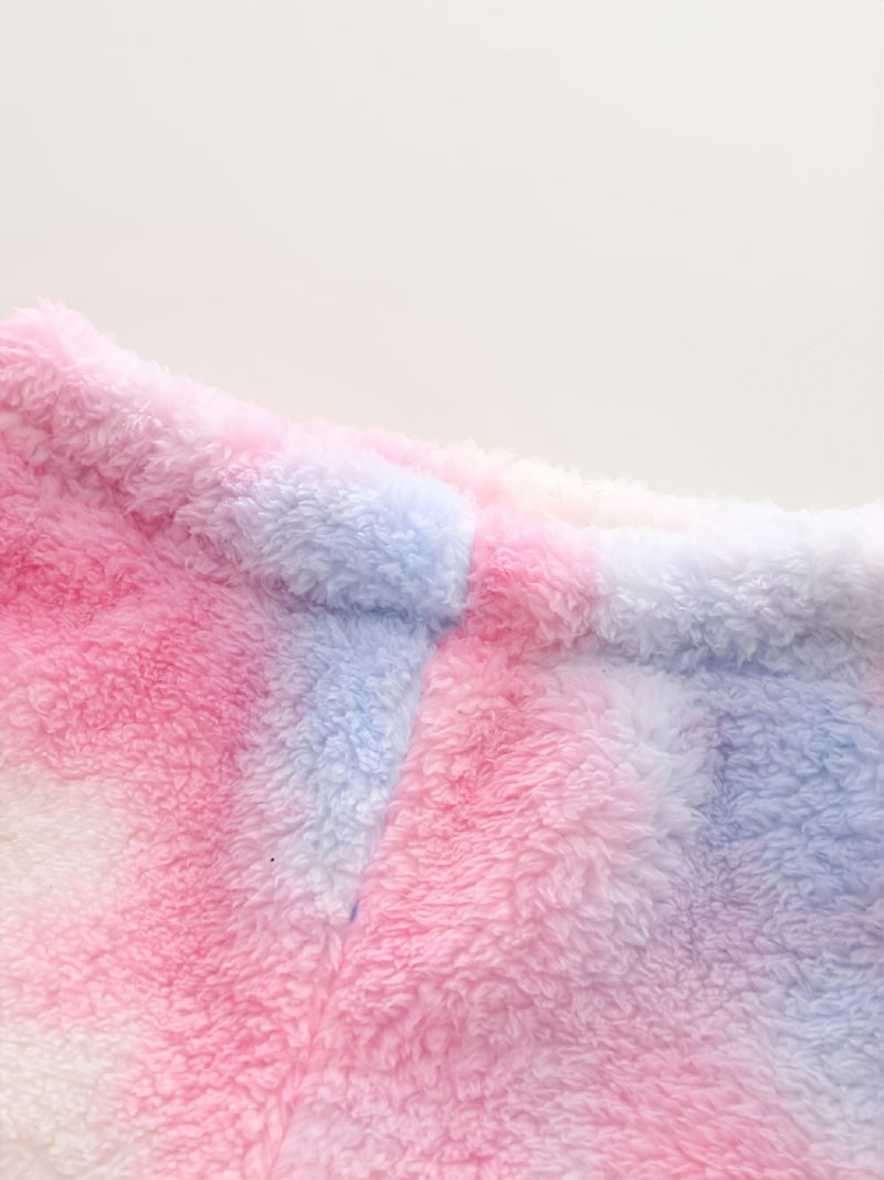Piger Farverig Fleece Pullover Hættetrøje + Bukser Sæt Børnetøj