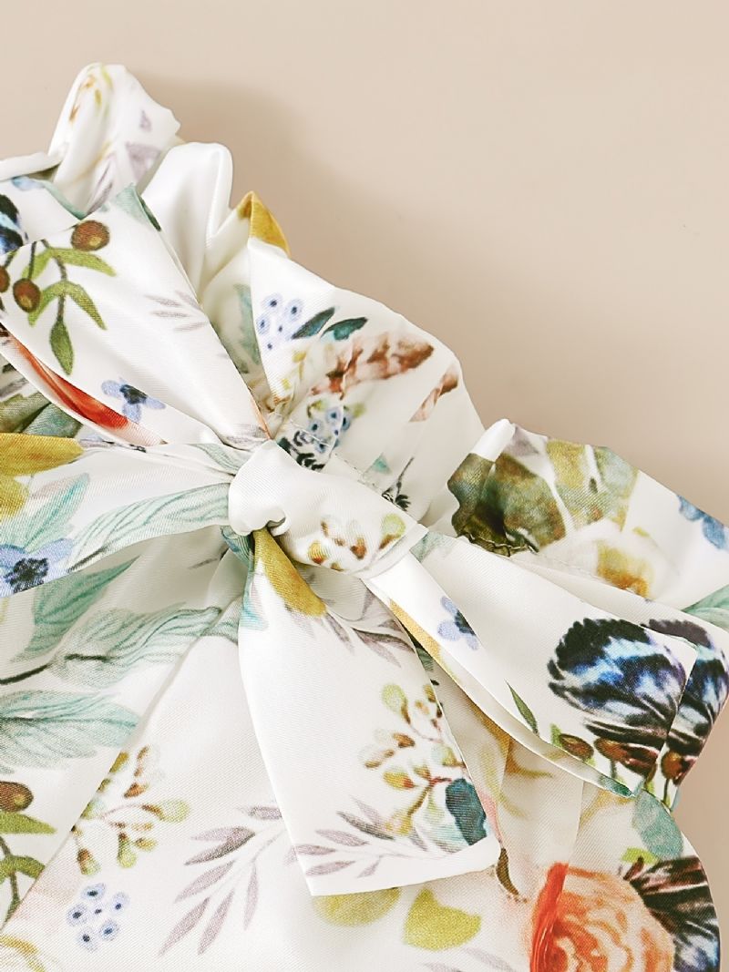 Piger Flæse Kortærmet Top + Blomstermønster Shorts + Pandebånd Sæt Babytøj