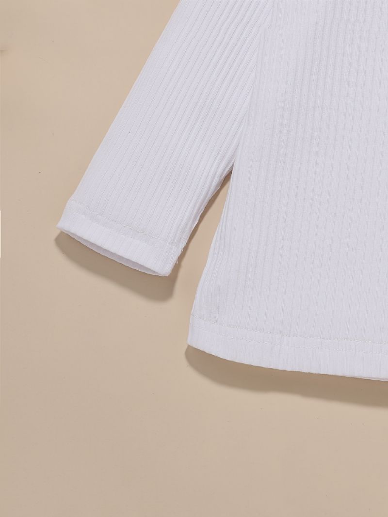 Piger Flæse Skulder Top Med Rund Hals + Blomsterprint Bukser + Hårbånd Sæt Børnetøj
