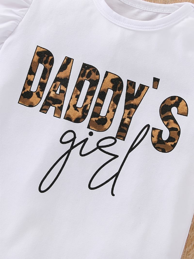 Piger Flæseskulder Ærmeløs Romper Bodysuit + Leopardprint Shorts Med Bælte + Pandebånd Sæt Babytøj