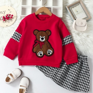 Piger Fleece Bear Sweatshirt Nederdel Sæt