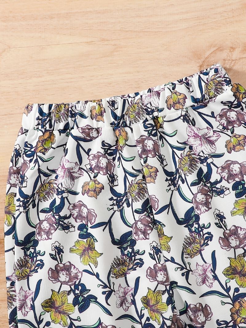 Piger Flower Print Langærmet Sweatshirt & Sweatpants Sæt
