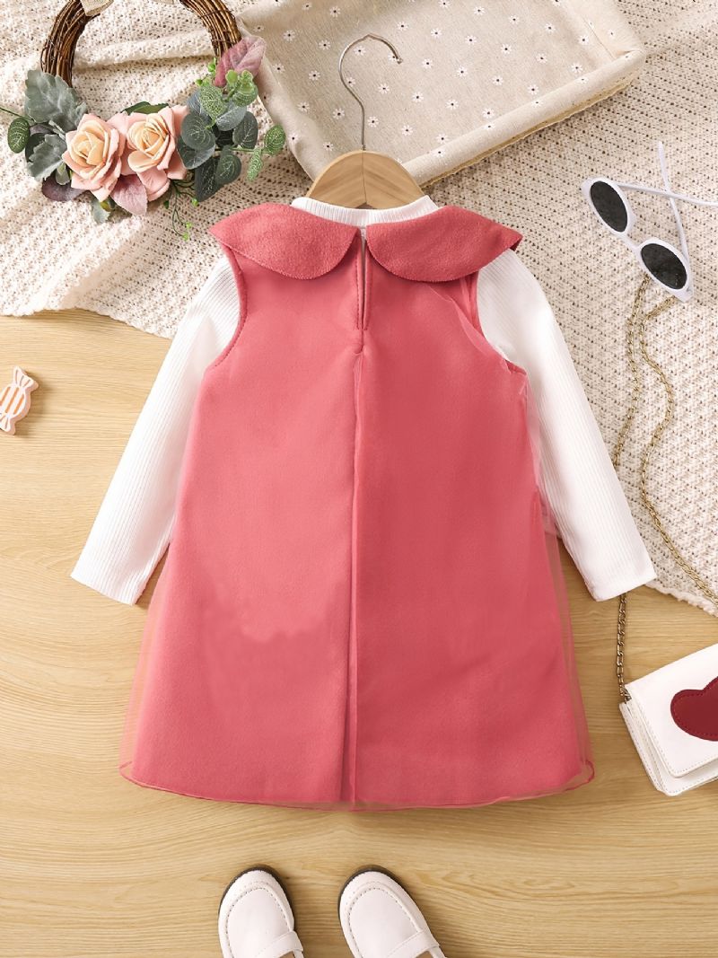 Piger Langærmet Solid Top + Candy Design Tank Top Nederdel Sæt Børnetøj Outfit