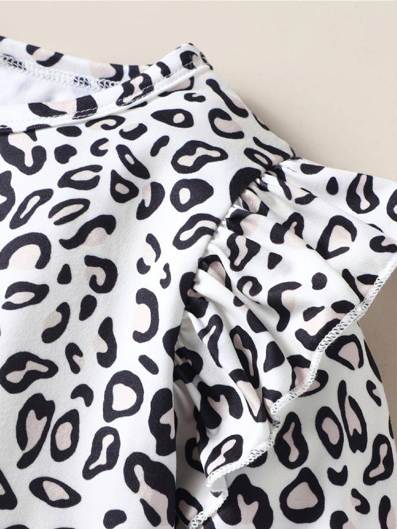 Piger Leopard Print Pullover Top + Hjerte Form Bukser Suit Baby Børnetøj