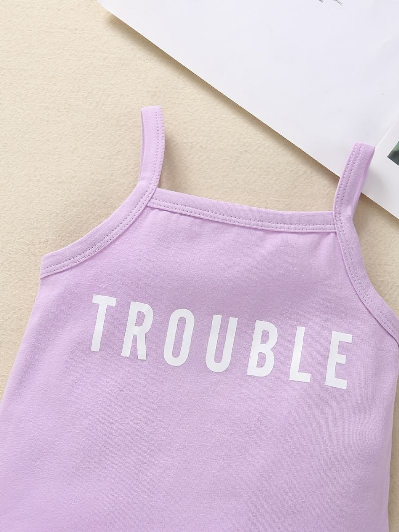 Piger Lilla Tank Top + Tie Dye Shorts Sæt Babytøj Til Sommer