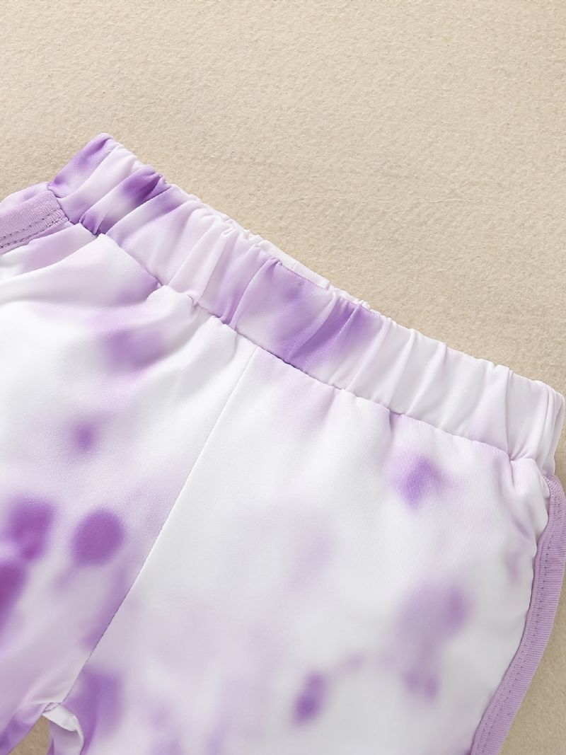 Piger Lilla Tank Top + Tie Dye Shorts Sæt Babytøj Til Sommer