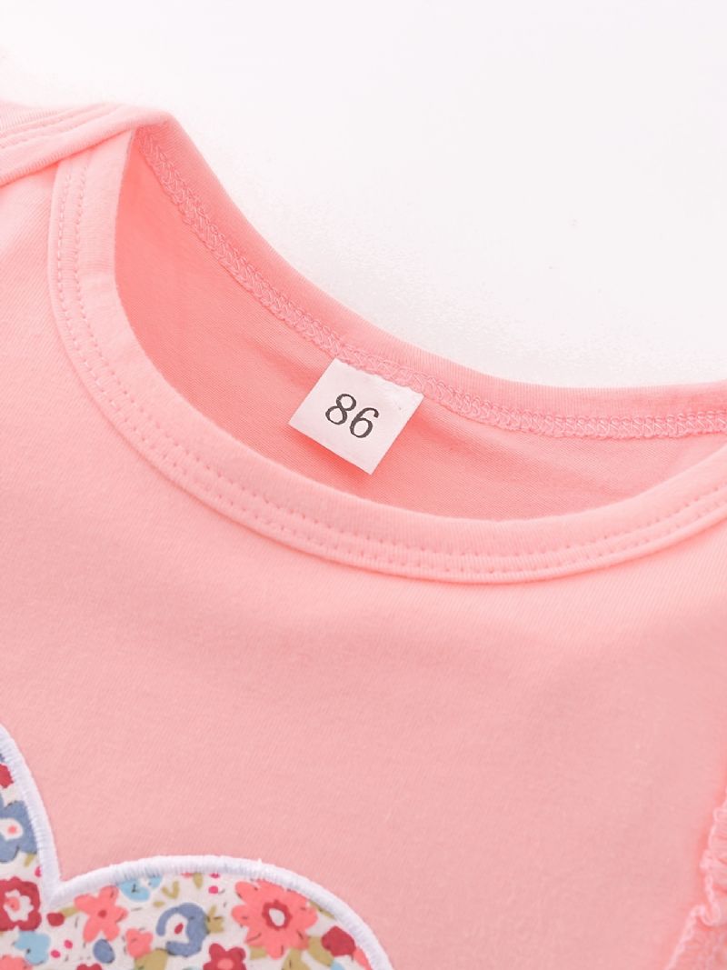 Piger Patchword Flæseærmer Rulledragt + Bukser Sæt Babytøj