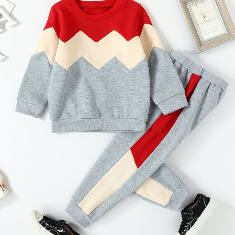 Piger Patchwork Fleece Langærmet Sweatshirt Sæt
