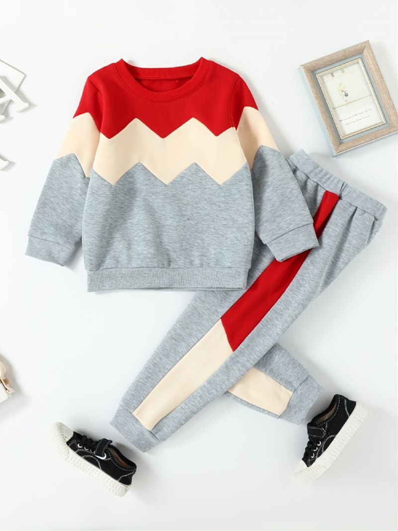 Piger Patchwork Fleece Langærmet Sweatshirt Sæt