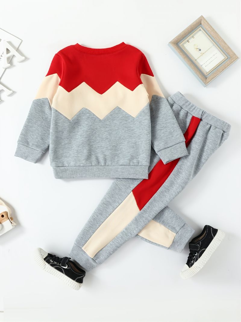 Piger Patchwork Fleece Langærmet Sweatshirt Sæt