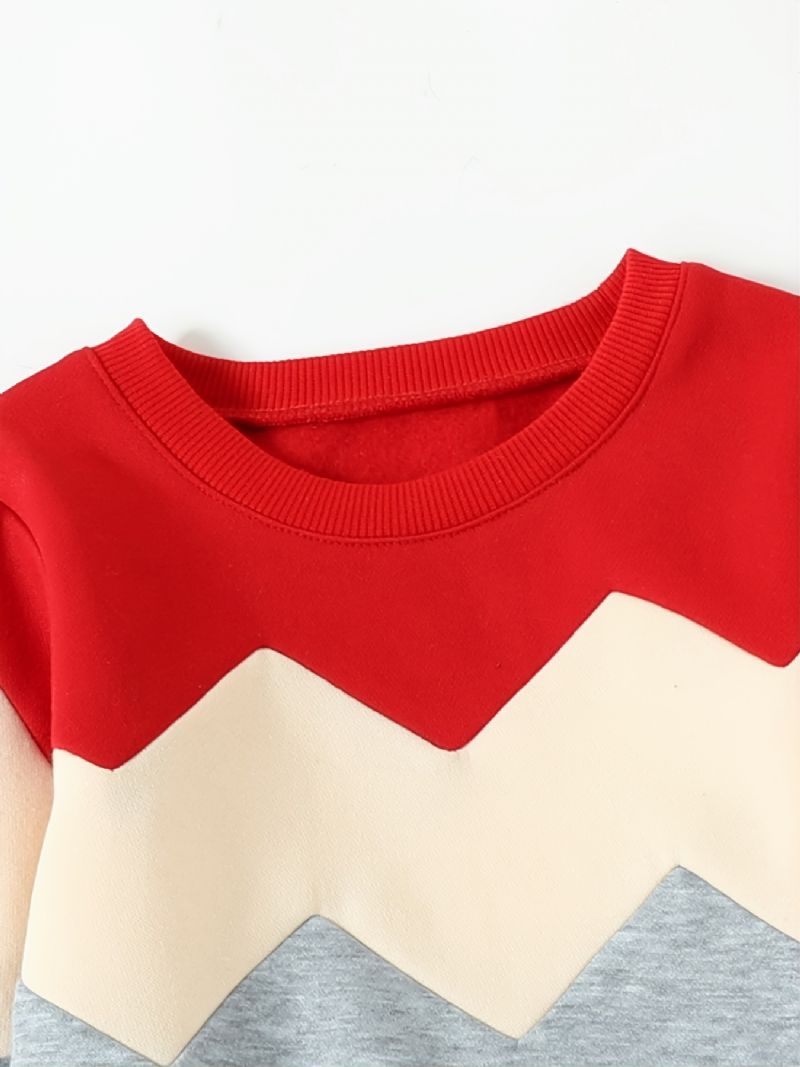 Piger Patchwork Fleece Langærmet Sweatshirt Sæt
