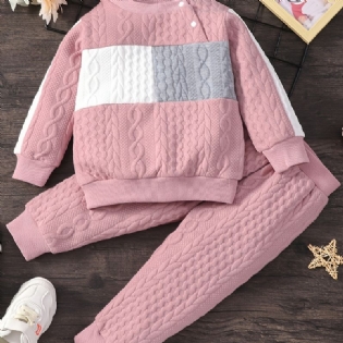 Piger Patchwork Langærmet Sweatshirt & Matchende Bukser Sæt