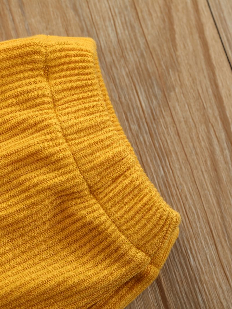 Piger Ribbet Ensfarvet Tank Top + Bukser Sæt Børnetøj Til Sommer