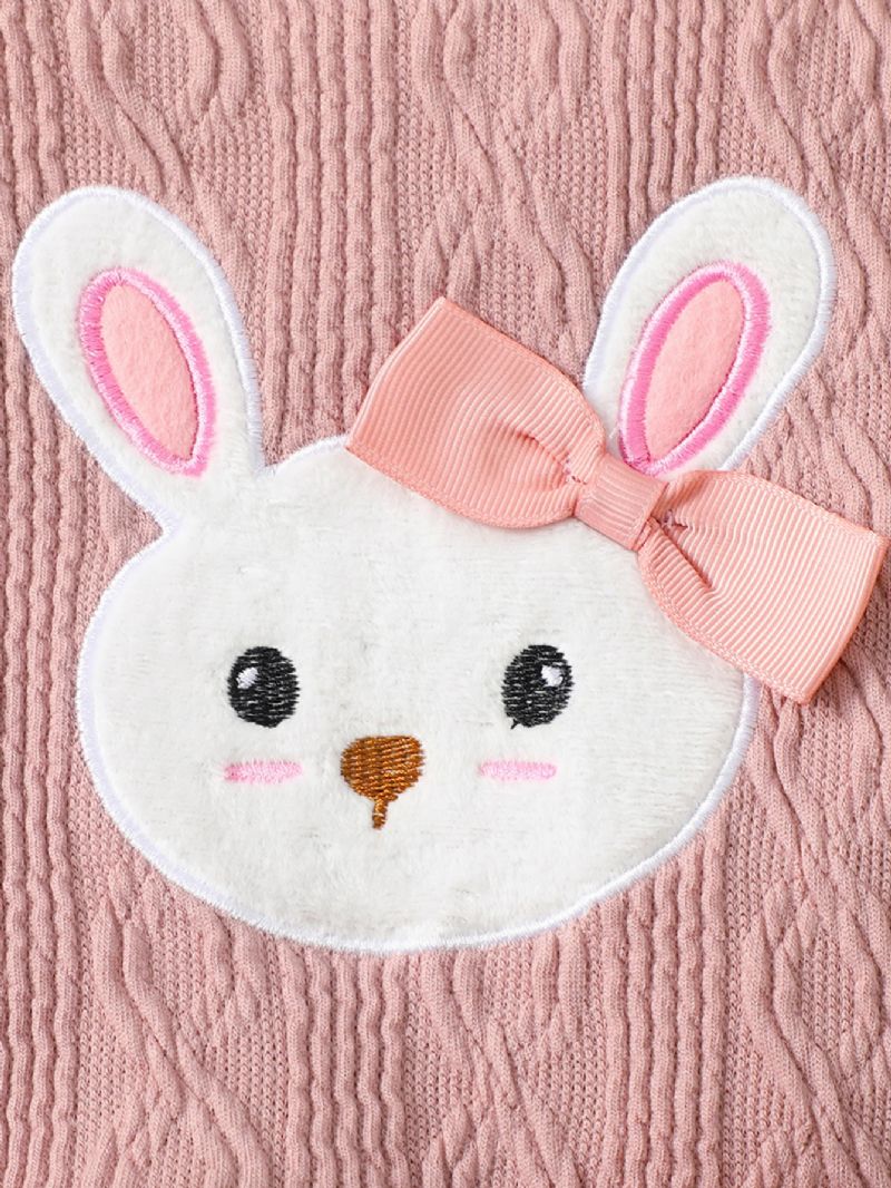 Piger Rund Hals Langærmet Bunny Sweater Nederdel Sæt