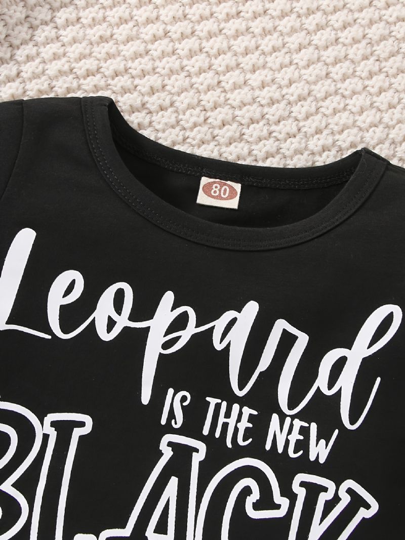 Piger Sød Leopard Nederdel Sæt Med Sort Print Toppe & Til Vinter