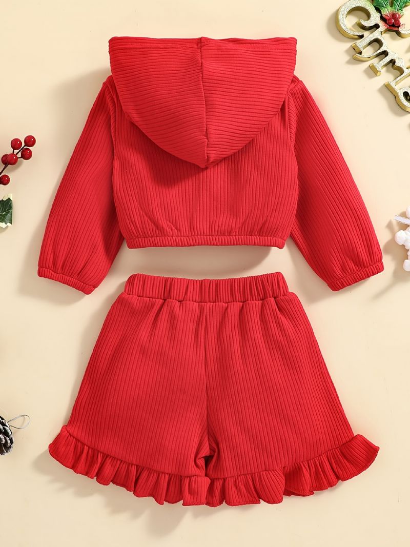 Småbørn Baby Piger Langærmet Hættetrøje + Matchende Sløjfe Kort Outfit Børn Tøjsæt Til Jul