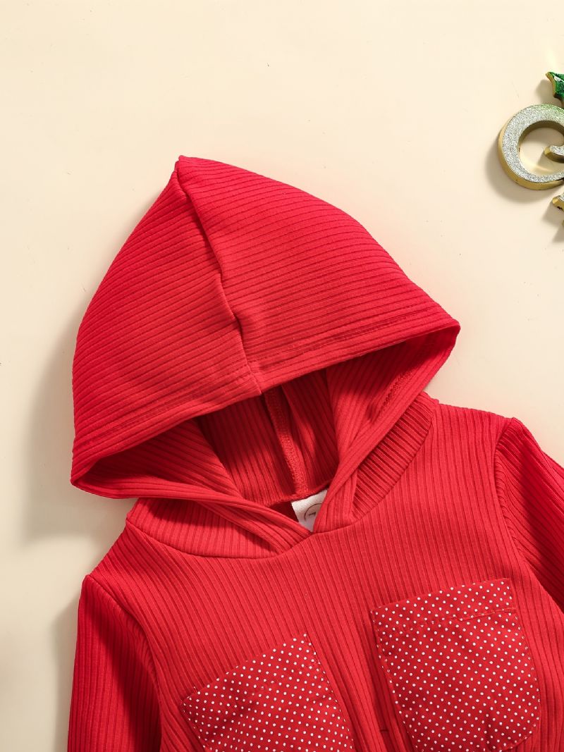 Småbørn Baby Piger Langærmet Hættetrøje + Matchende Sløjfe Kort Outfit Børn Tøjsæt Til Jul