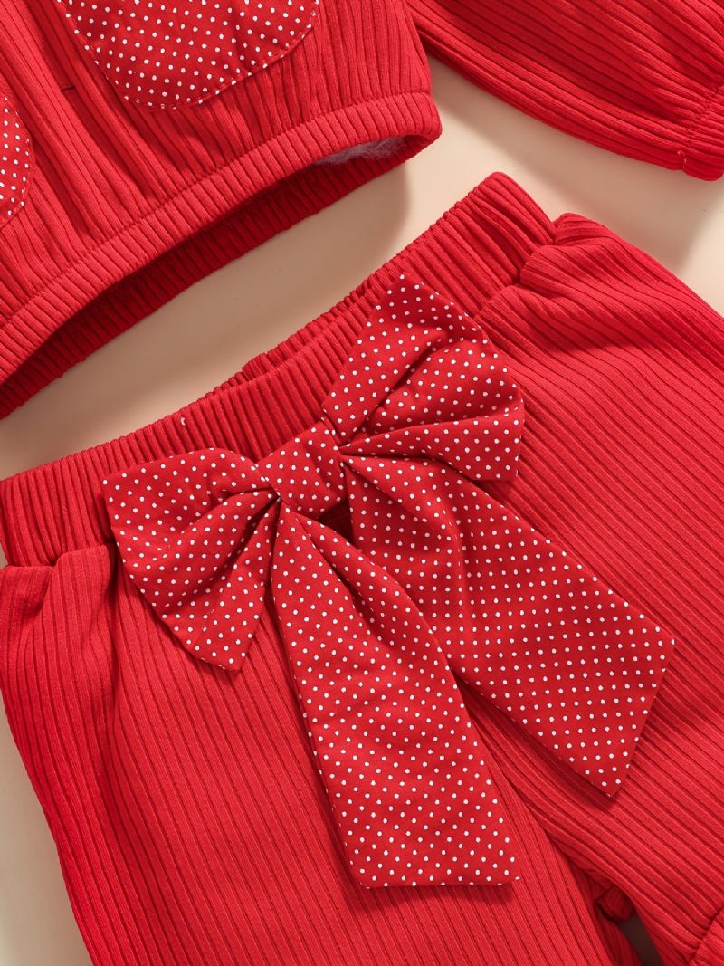 Småbørn Baby Piger Langærmet Hættetrøje + Matchende Sløjfe Kort Outfit Børn Tøjsæt Til Jul