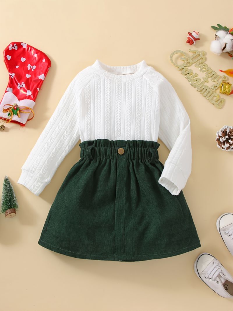 Småbørn Børn Baby Pigetøj Mode Langærmet Pullover Sweater Og Kort Nederdel Forår Efterår Outfits