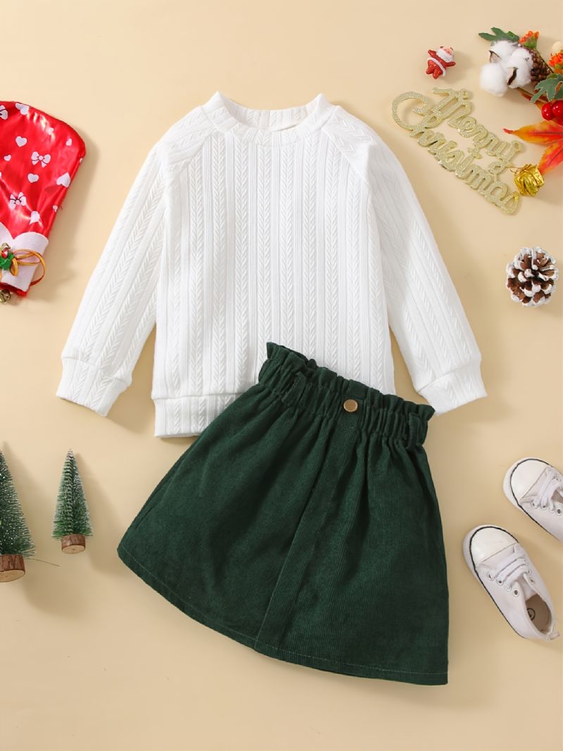 Småbørn Børn Baby Pigetøj Mode Langærmet Pullover Sweater Og Kort Nederdel Forår Efterår Outfits