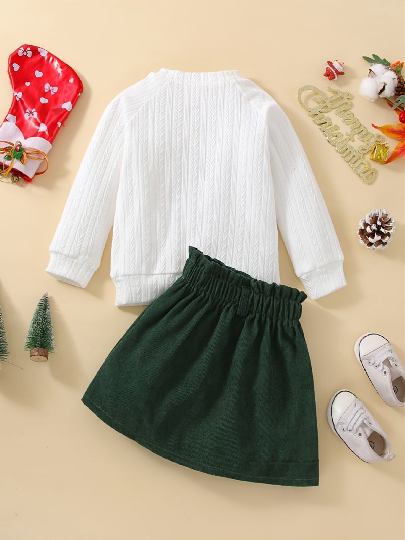 Småbørn Børn Baby Pigetøj Mode Langærmet Pullover Sweater Og Kort Nederdel Forår Efterår Outfits