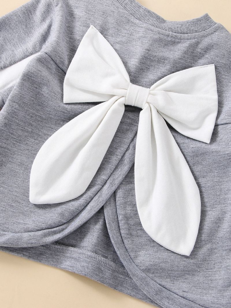 Småbørn Piger Langærmet Pullover Sweatsuit Big Bow Sweatshirt Med Joggerbukser
