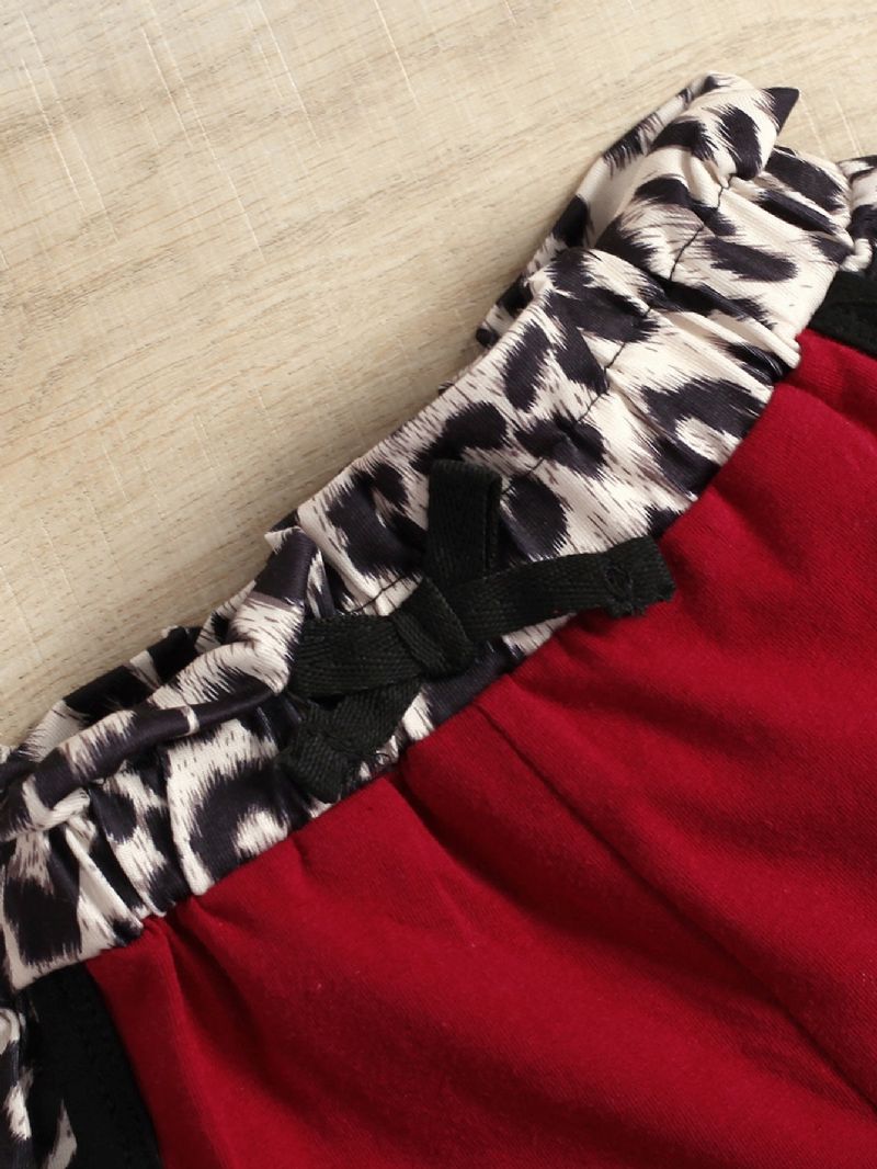 Småbørn Piger Patchwork Røde Leopard Shorts Sæt