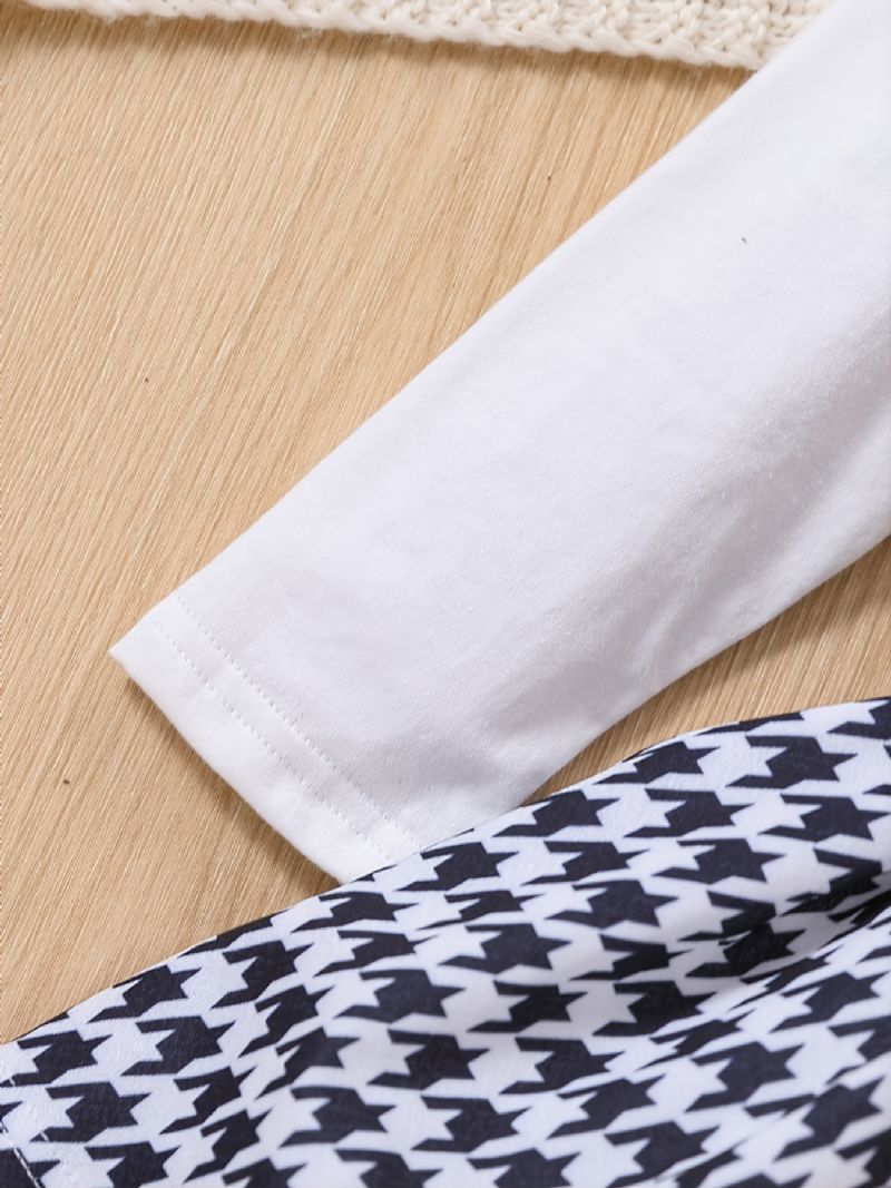Småbørnspiger Blonde Decor Langærmet Top & Suspender Nederdel Sæt