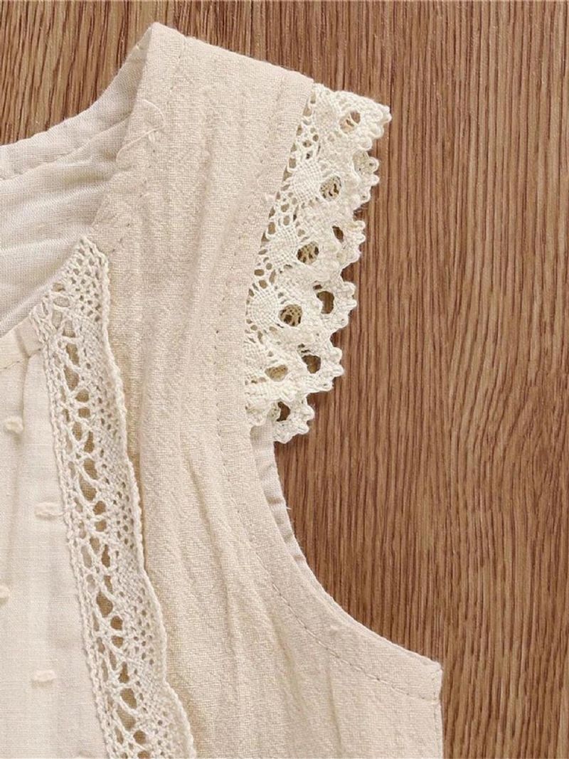Småbørnspiger Blonde Trim Ærmeløs Tank Top & Shorts Sæt