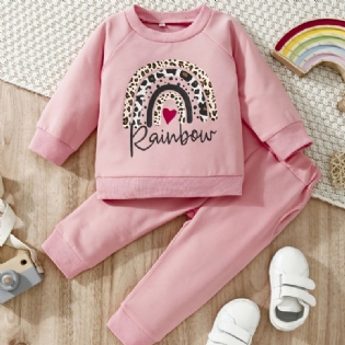 Småbørnspigetøj Langærmet Regnbuetop+langebuksersæt Efterårsoutfits Sweatsuits Til Børn
