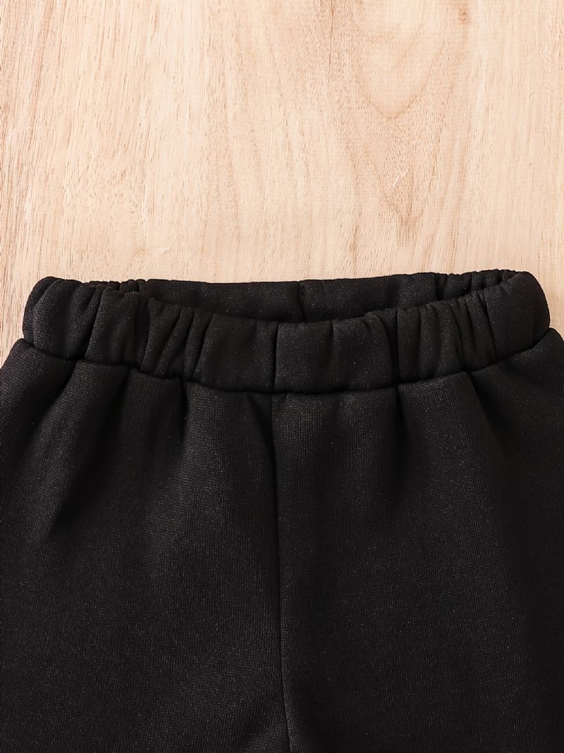 Toddler Baby Hjerte Print Fleece Varm Hættetrøje Sweatshirt Bukser Sæt Til Drenge Piger Efterår Vinter