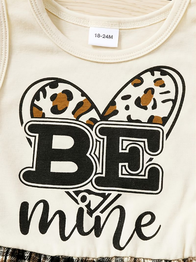 Toddler Børn Letter Print Patchwork Jumpsuit & Komfortabelt Langærmet Cardigansæt