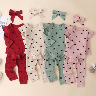 Toddler Nyfødt Baby Pige Langærmet Rullebukser +bukser +pandebånd 3stk Sæt