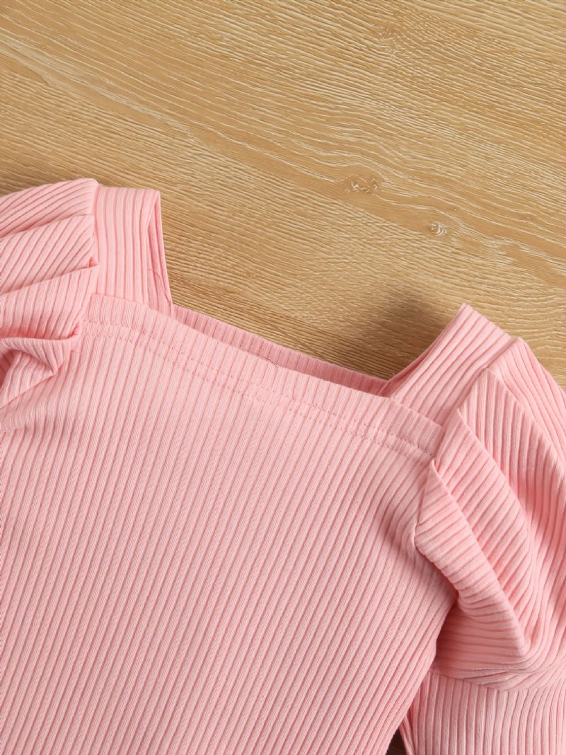 Toddler Piger Square Neck Top & Ruched Flæsekant Nederdel Sæt