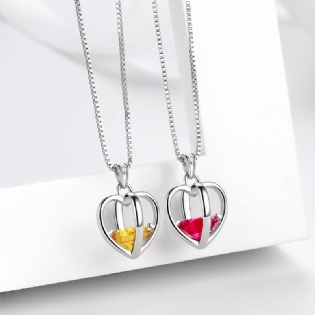 925 Sterling Sliver Love Heart Halskæde 3d Pendant Birthstone Halskæder Smykker Gaver Til Kvinder Piger