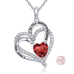 925 Sterling Sølv Birthstone Halskæder Til Kvinder Piger I Love You To The Moon Ryghalskæder Jubilæum Fødselsdag Valentins Mors Dag Gave Til Mor Kæreste Kone