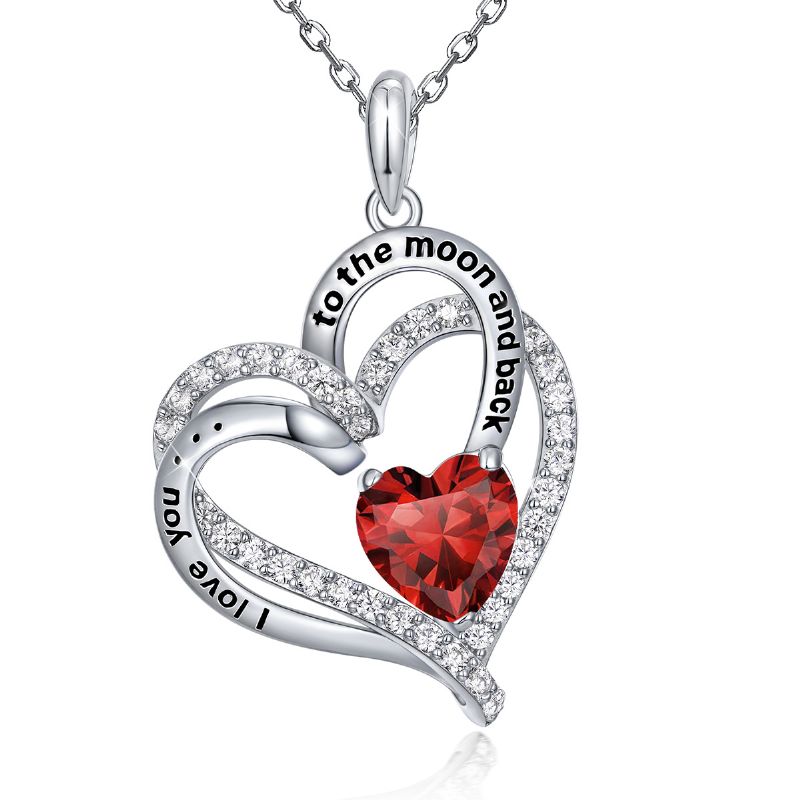 925 Sterling Sølv Birthstone Halskæder Til Kvinder Piger I Love You To The Moon Ryghalskæder Jubilæum Fødselsdag Valentins Mors Dag Gave Til Mor Kæreste Kone