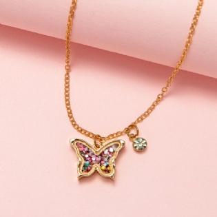 Børne Paillet Rhinestone Butterfly Halskæde